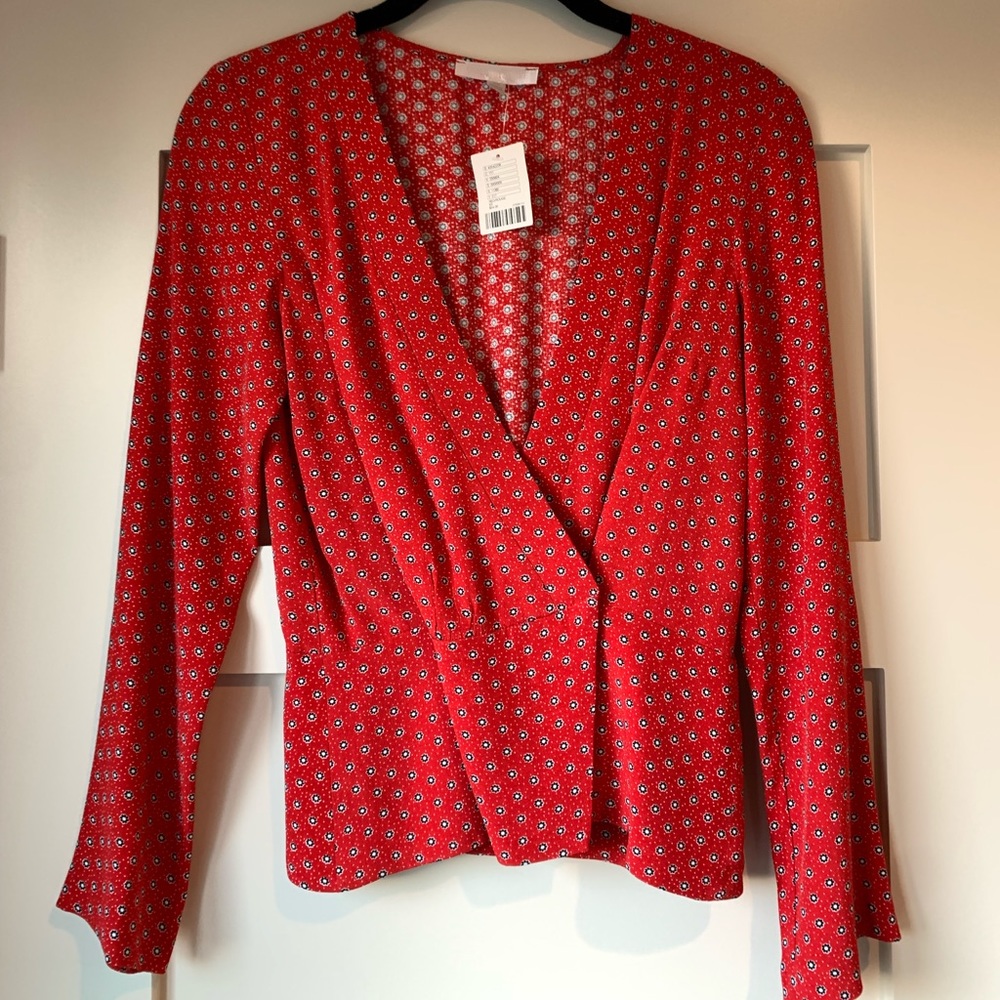 Urban Outfitters Cooperative Red Wrap Top Blouse